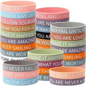 Motivational silicone bracelets bulk colorful rubber wristbands inspirational se